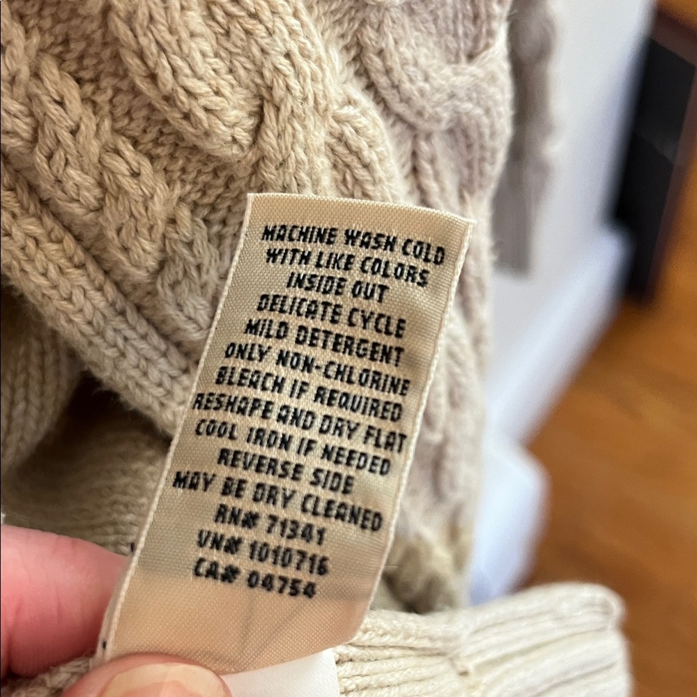 L.L. Bean Beige Knit Zip Up Cardigan - Picture 7 of 7